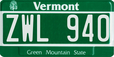 VT license plate ZWL940