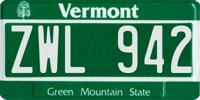 VT license plate ZWL942