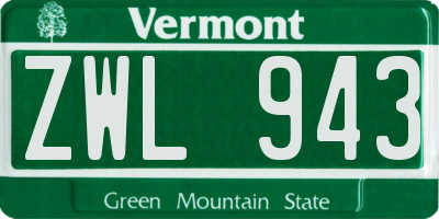 VT license plate ZWL943