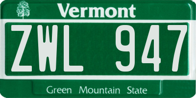 VT license plate ZWL947