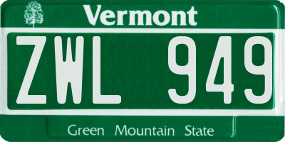 VT license plate ZWL949