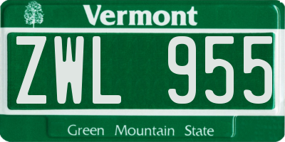 VT license plate ZWL955