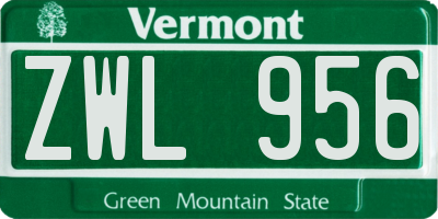 VT license plate ZWL956