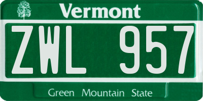 VT license plate ZWL957