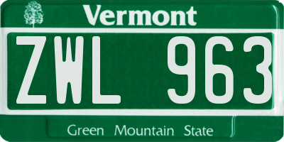 VT license plate ZWL963