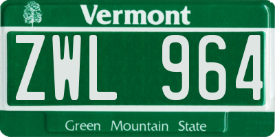 VT license plate ZWL964