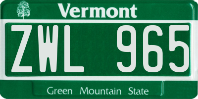 VT license plate ZWL965