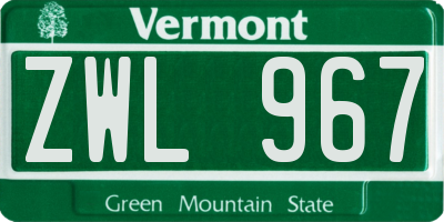 VT license plate ZWL967