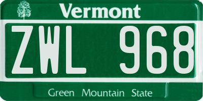 VT license plate ZWL968