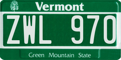 VT license plate ZWL970