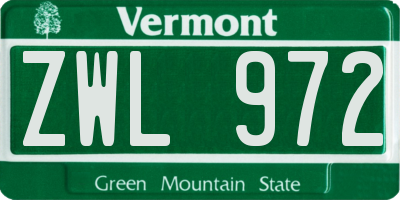 VT license plate ZWL972