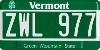 VT license plate ZWL977