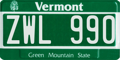 VT license plate ZWL990