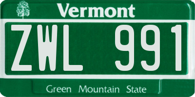 VT license plate ZWL991