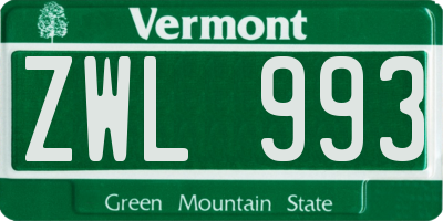 VT license plate ZWL993