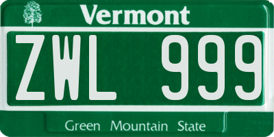 VT license plate ZWL999