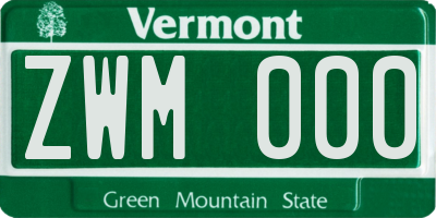 VT license plate ZWM000