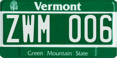 VT license plate ZWM006