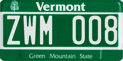 VT license plate ZWM008