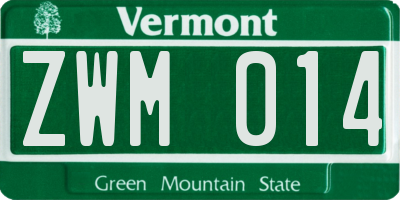 VT license plate ZWM014