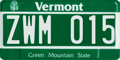 VT license plate ZWM015