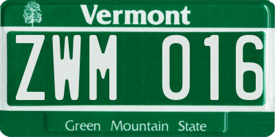 VT license plate ZWM016