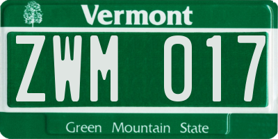 VT license plate ZWM017