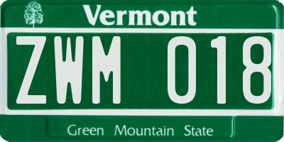 VT license plate ZWM018
