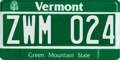 VT license plate ZWM024