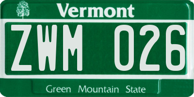 VT license plate ZWM026