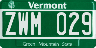VT license plate ZWM029