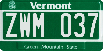 VT license plate ZWM037