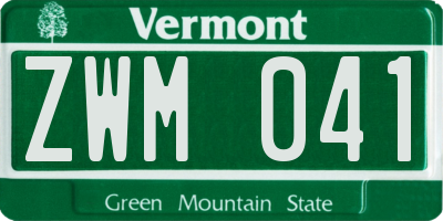 VT license plate ZWM041