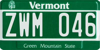 VT license plate ZWM046