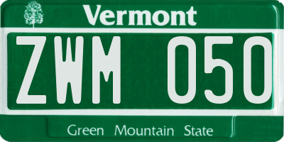 VT license plate ZWM050