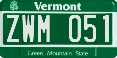 VT license plate ZWM051