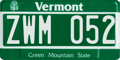 VT license plate ZWM052