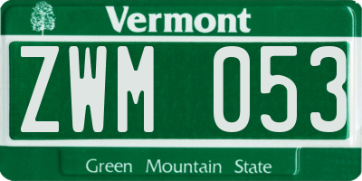 VT license plate ZWM053