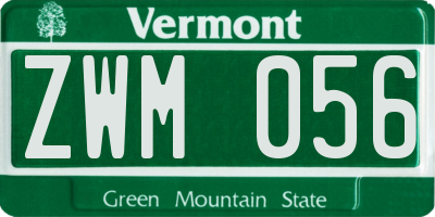 VT license plate ZWM056