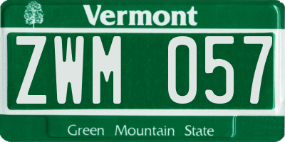 VT license plate ZWM057