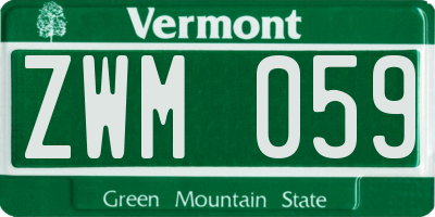 VT license plate ZWM059