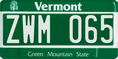VT license plate ZWM065
