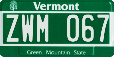 VT license plate ZWM067