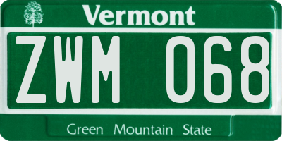 VT license plate ZWM068