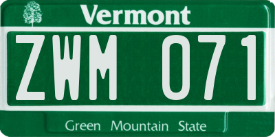 VT license plate ZWM071