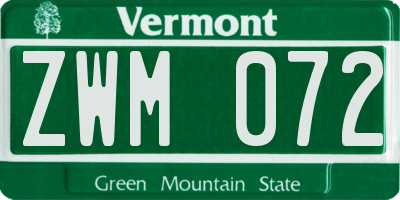 VT license plate ZWM072