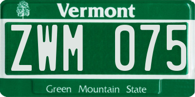 VT license plate ZWM075