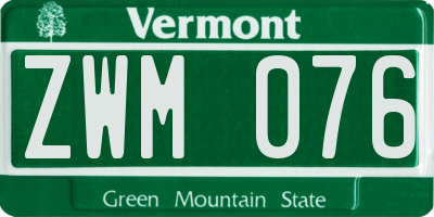 VT license plate ZWM076