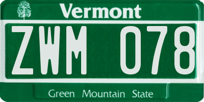 VT license plate ZWM078