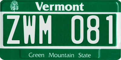 VT license plate ZWM081